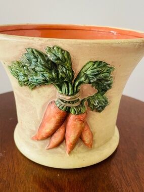 Vintage carrot 9 in planter, rustic planter, Beautiful pottery style planter